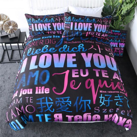 Image of Love In Languages Comforter Set - Beddingify