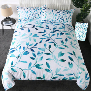 Blue Leaf Bedding Set - Beddingify