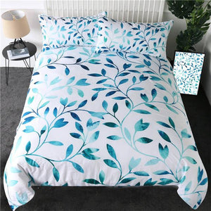 Blue Leaf Comforter Set - Beddingify