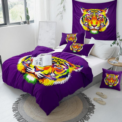 Image of Colorful Tiger Comforter Set - Beddingify