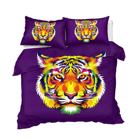 Image of Colorful Tiger Comforter Set - Beddingify