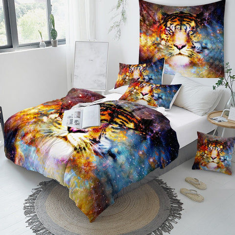 Image of Galaxy Tiger Face Bedding Set - Beddingify
