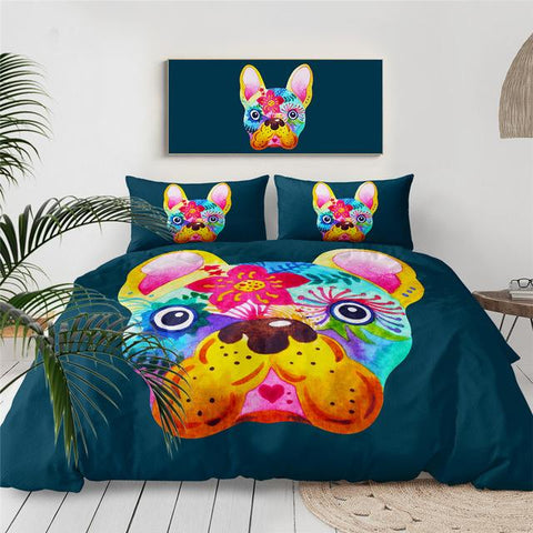 Image of Colorful French Bulldog Comforter Set - Beddingify
