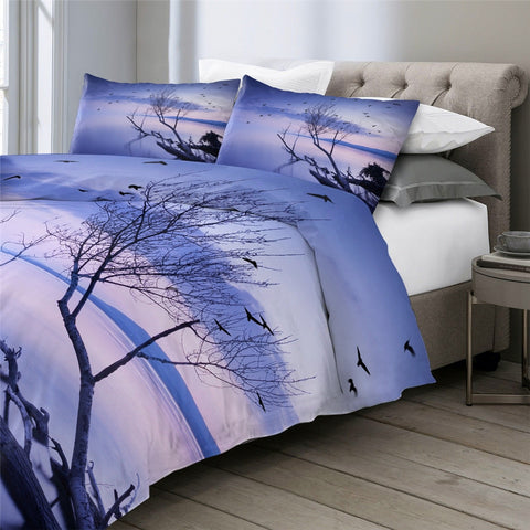 Image of Sunset Lake Birds Bedding Set - Beddingify