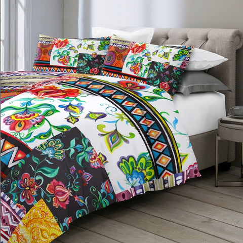 Image of Colorful Patchwork Pattern Bedding Set - Beddingify