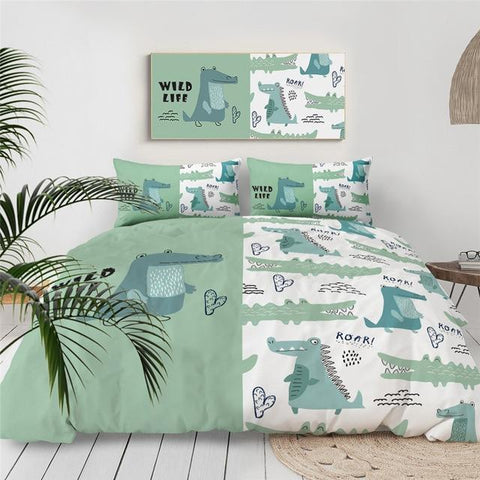 Image of Cute Crocodile Comforter Set - Beddingify