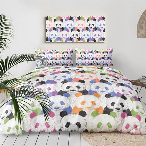 Image of Colorful Panda Bedding Set For Kids - Beddingify