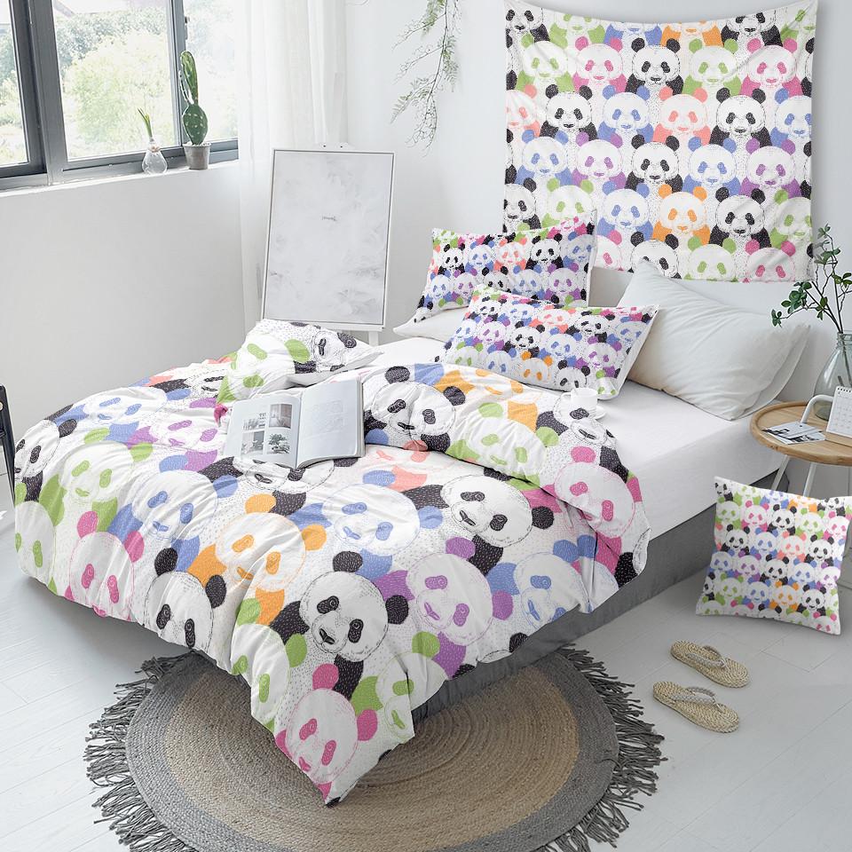 Colorful Panda Comforter Set For Kids - Beddingify