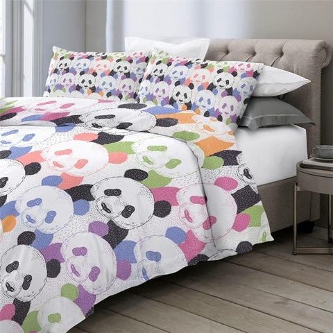 Image of Colorful Panda Comforter Set For Kids - Beddingify