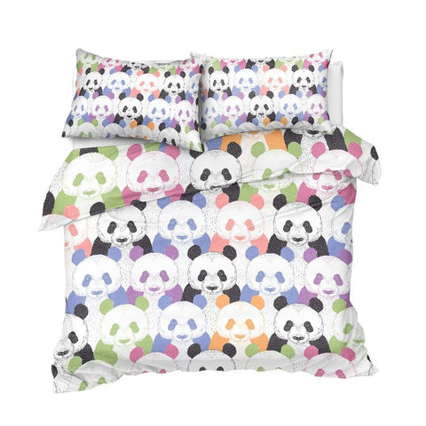 Image of Colorful Panda Comforter Set For Kids - Beddingify