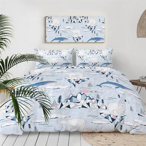 Geometric Polar Bear Comforter Set - Beddingify