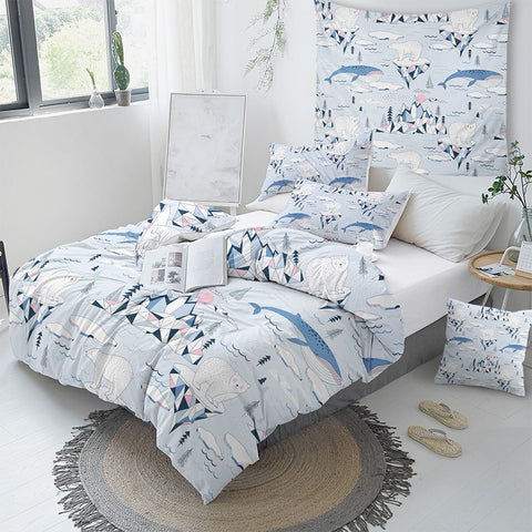 Image of Geometric Polar Bear Bedding Set - Beddingify