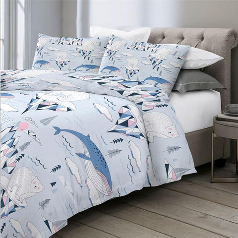 Image of Geometric Polar Bear Comforter Set - Beddingify
