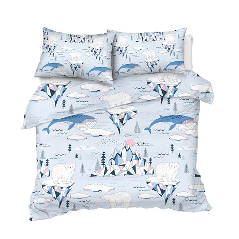 Image of Geometric Polar Bear Comforter Set - Beddingify