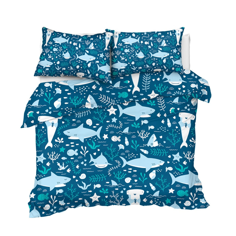 Cartoon Shark Themed Bedding Set - Beddingify