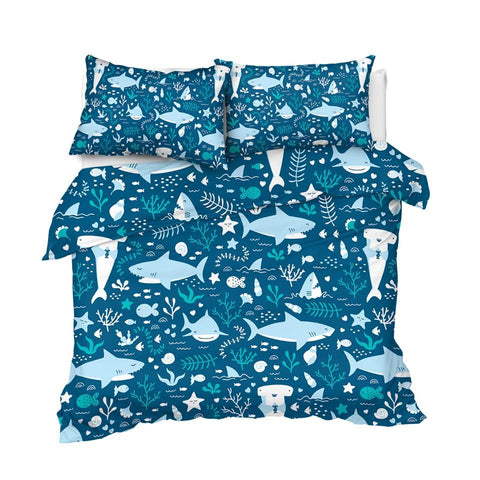 Image of Cartoon Shark Themed Comforter Set - Beddingify