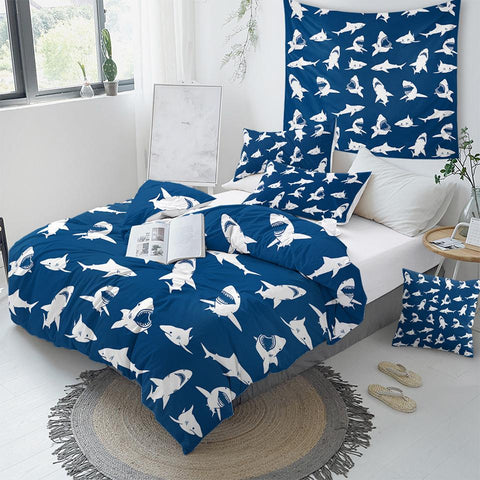 Image of Cute Shark Comforter Set - Beddingify