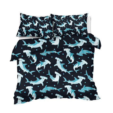 Image of Cute Cartoon Hammerhead Shark Bedding Set - Beddingify
