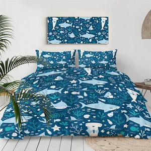 Cartoon Shark Themed Comforter Set - Beddingify