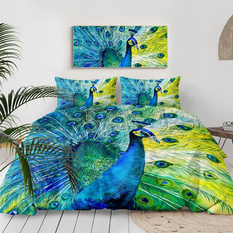 Image of Peacock Tail Comforter Set - Beddingify