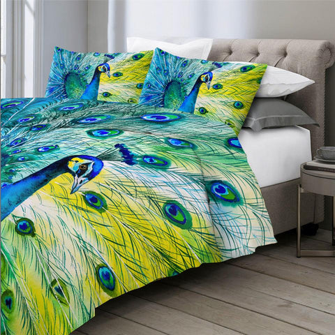 Image of Peacock Tail Comforter Set - Beddingify