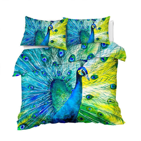 Image of Peacock Tail Comforter Set - Beddingify