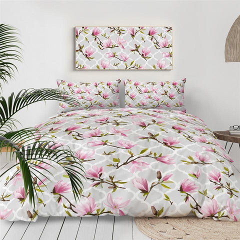 Image of Pink Flowers Comforter Set - Beddingify