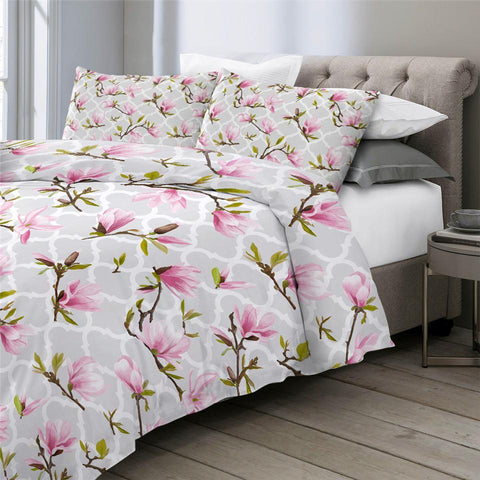 Image of Pink Flowers Comforter Set - Beddingify