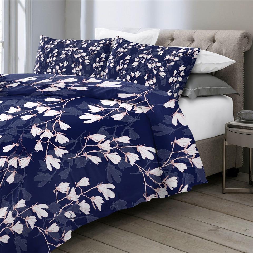 Deep Blue Flower Comforter Set - Beddingify