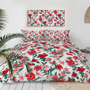 Red Flowers Blossom Bedding Set - Beddingify