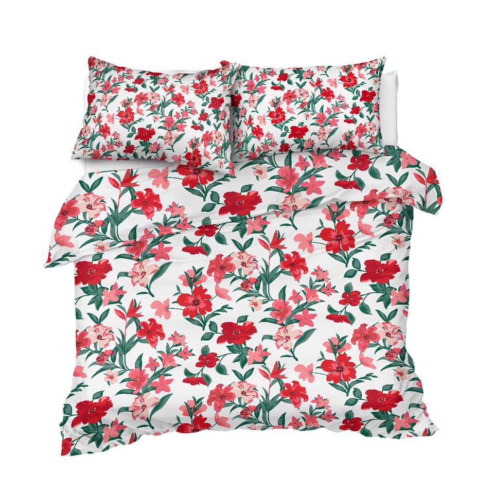 Red Flowers Blossom Comforter Set - Beddingify