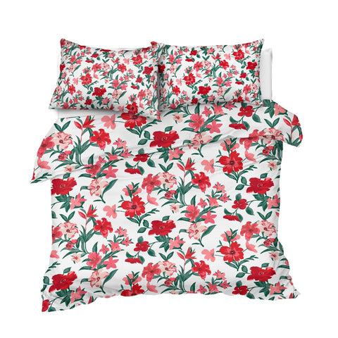 Image of Red Flowers Blossom Comforter Set - Beddingify