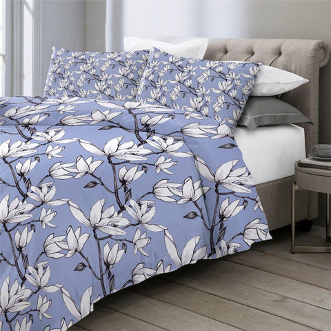Image of Blue Flower Comforter Set - Beddingify