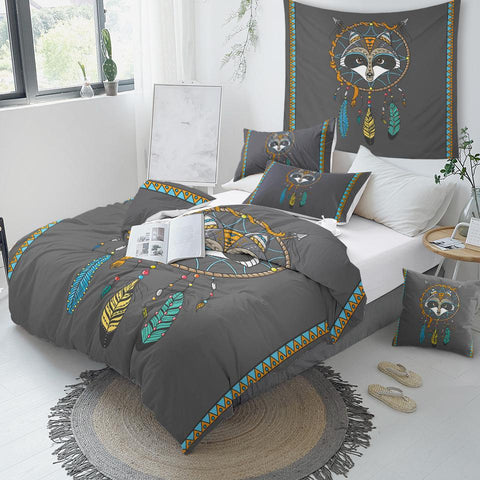 Image of Raccoon Dreamcatcher Comforter Set - Beddingify