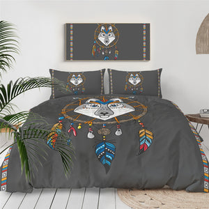 Cartoon Wolf Dreamcatcher Bedding Set - Beddingify