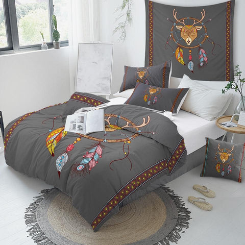 Image of Elk Dreamcatcher Comforter Set - Beddingify
