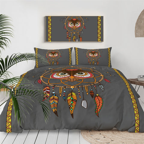 Image of Tribal Owl Dreamcatcher Bedding Set - Beddingify