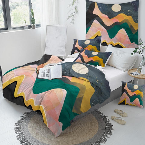 Image of Abstract Art Mountains Comforter Set - Beddingify