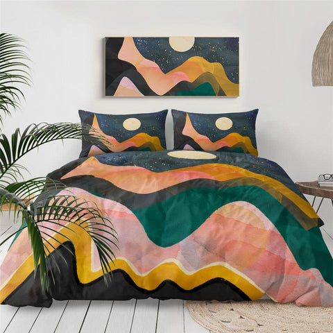 Image of Abstract Art Mountains Comforter Set - Beddingify