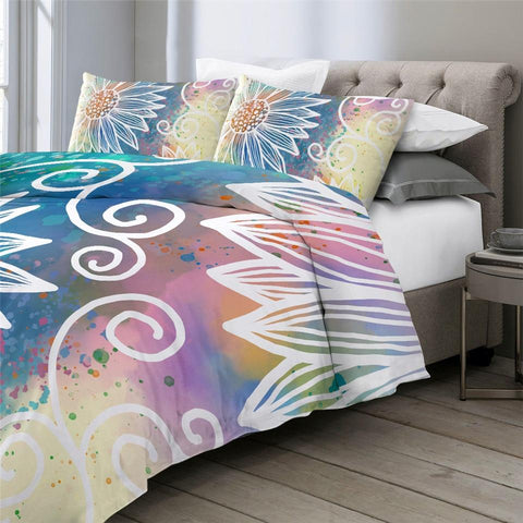 Image of Boho Flower Pattern Comforter Set - Beddingify