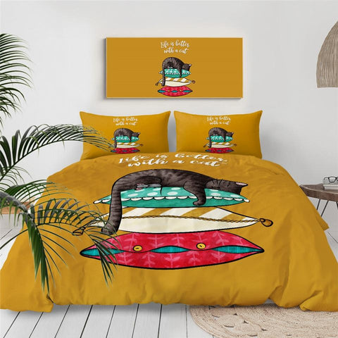 Image of Sleeping Cat Comforter Set - Beddingify