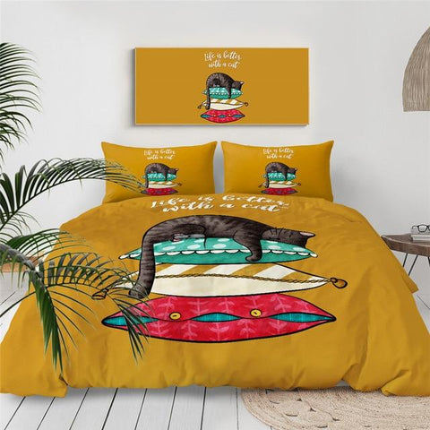 Image of Sleeping Cat Comforter Set - Beddingify