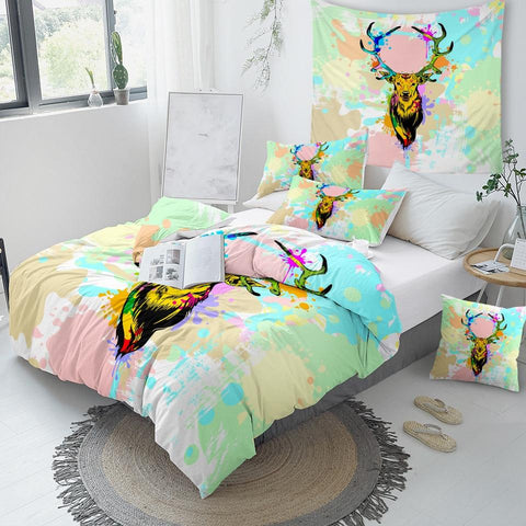 Image of Colorful Elk Comforter Set - Beddingify
