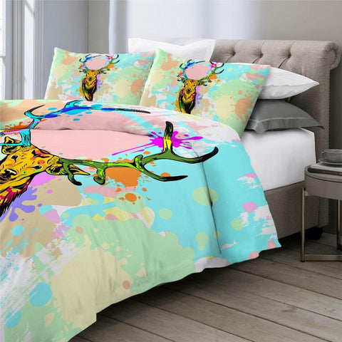 Image of Colorful Elk Comforter Set - Beddingify