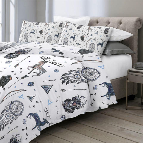 Image of Tribal Themed Elk Comforter Set - Beddingify