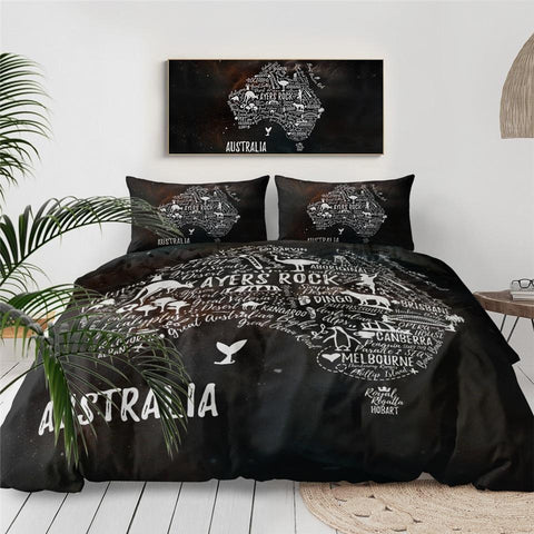 Image of Symbol Australia Map Comforter Set - Beddingify