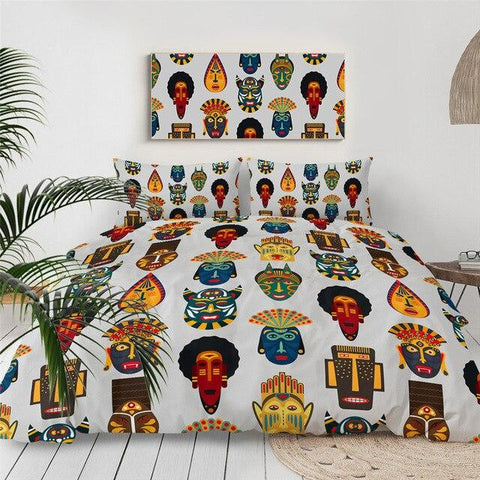 Image of African Ethnic Mask Comforter Set - Beddingify
