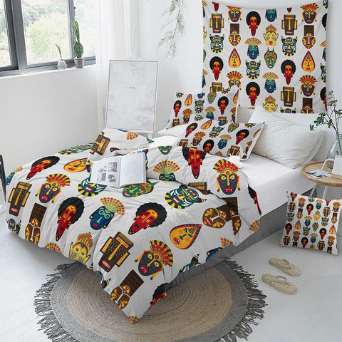 Image of African Ethnic Mask Comforter Set - Beddingify
