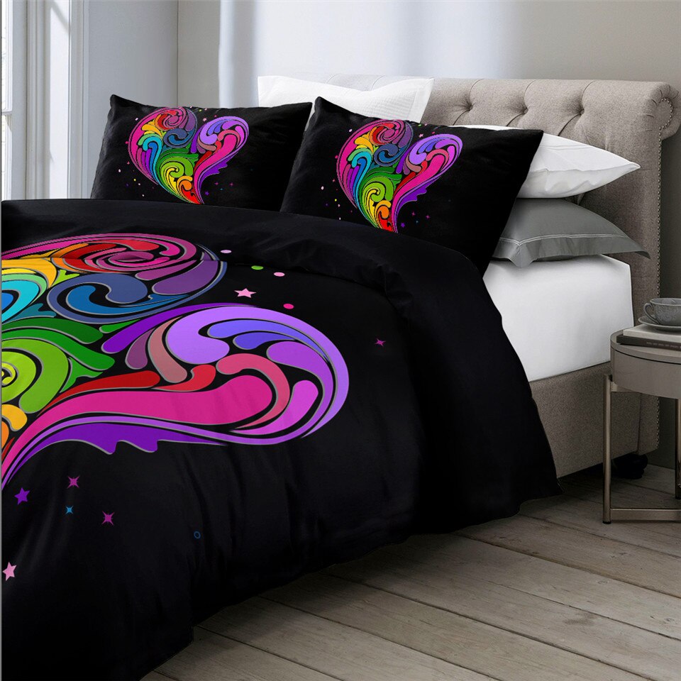 Rainbow Swirls Heart Shape Bedding Set - Beddingify
