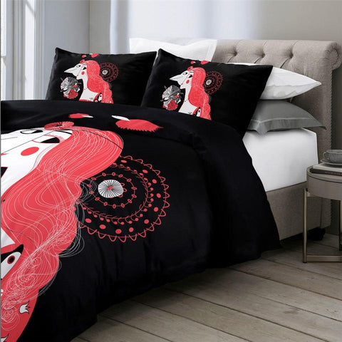 Image of Girl Portrait Butterfly Comforter Set - Beddingify